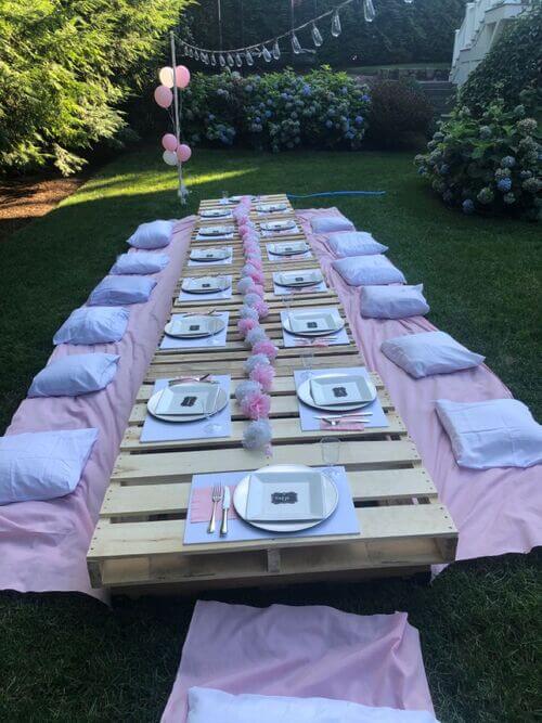 pink floor seating graduation