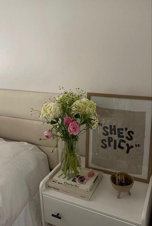 simple bedside table decor