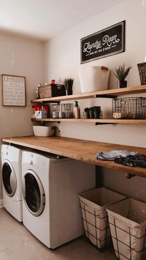 laundry room with shelves