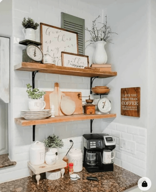 coffee bar floating shelves