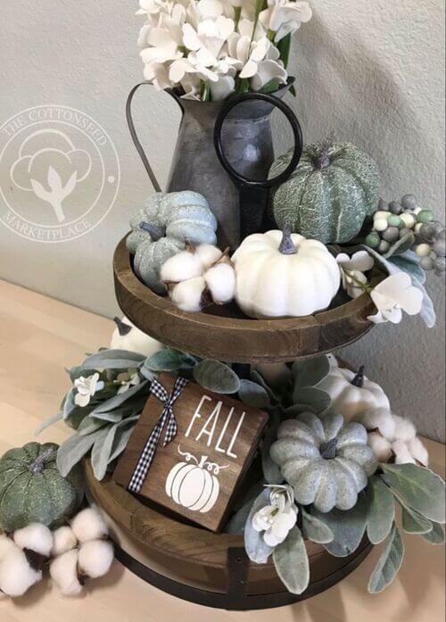fall centerpieces tiered tray