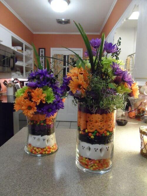 scary floral candy arrangements halloween