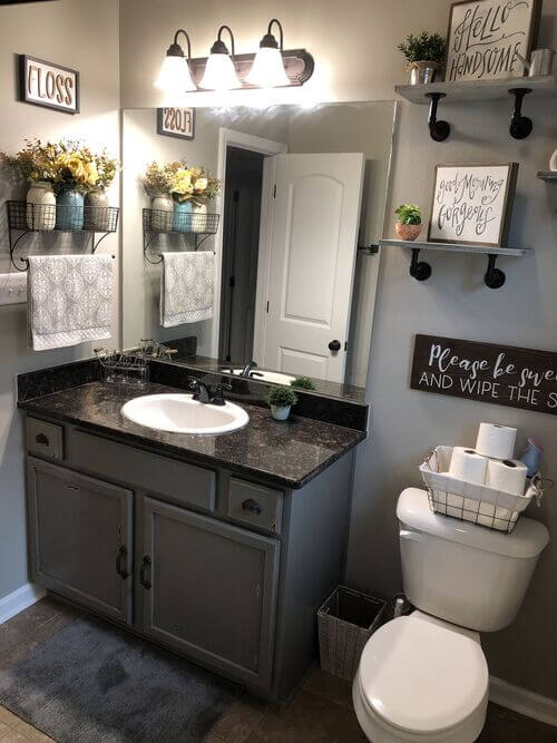 farmhouse bathroom gray walls