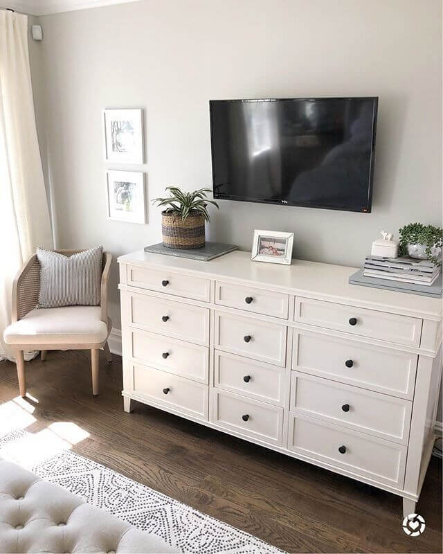 small living room with dresser