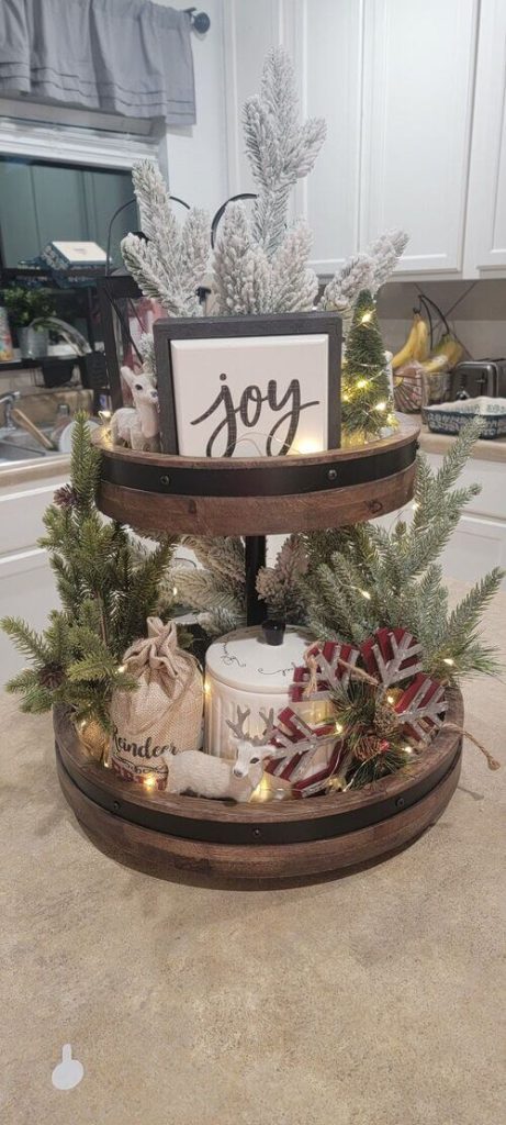 tiered tray decor winter for kitchen