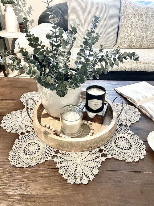 winter tray decor for coffee table