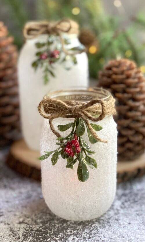 diy christmas mason jar tealight holders