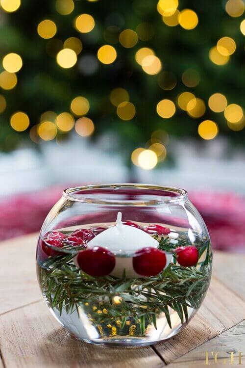 diy holiday floating centerpieces