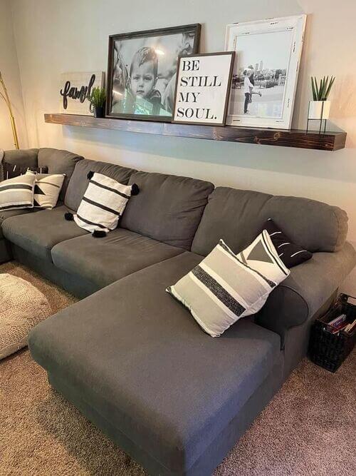 floating shelf living room