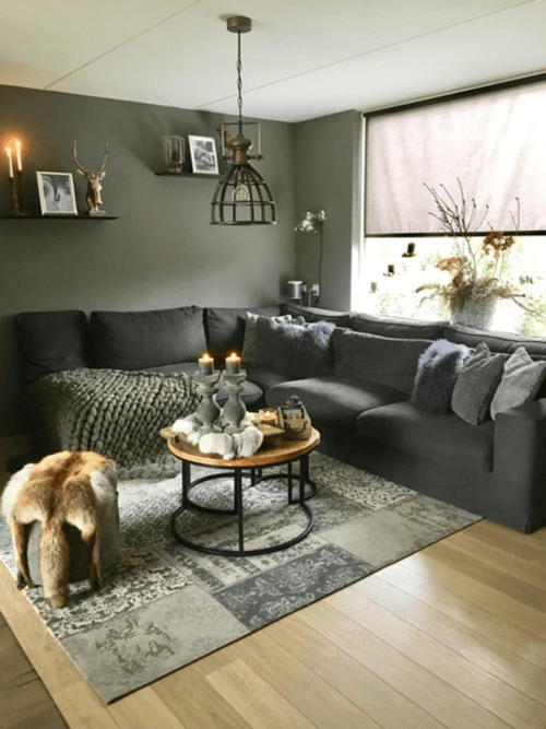 gray living room dark walls
