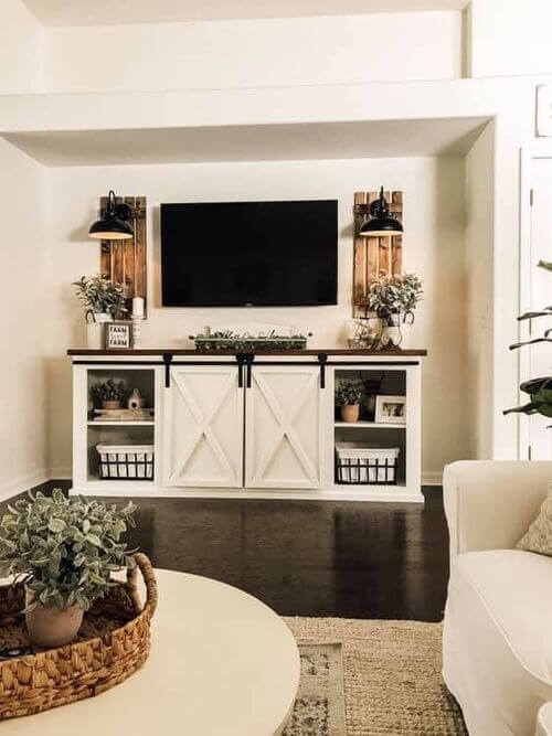 living room with farmhouse accents