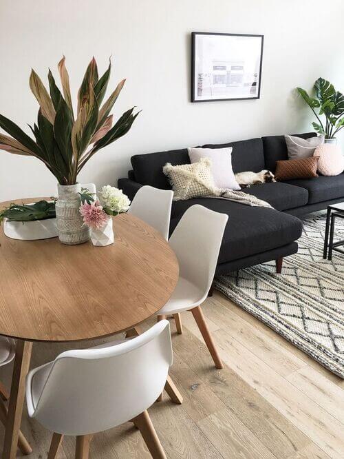 small living room with dining table