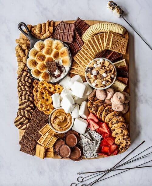 smores themed charcuterie board
