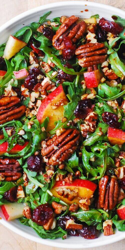 Holiday Arugula Salad with Apples, Cranberries, Pecans, and Balsamic Dressing (1)