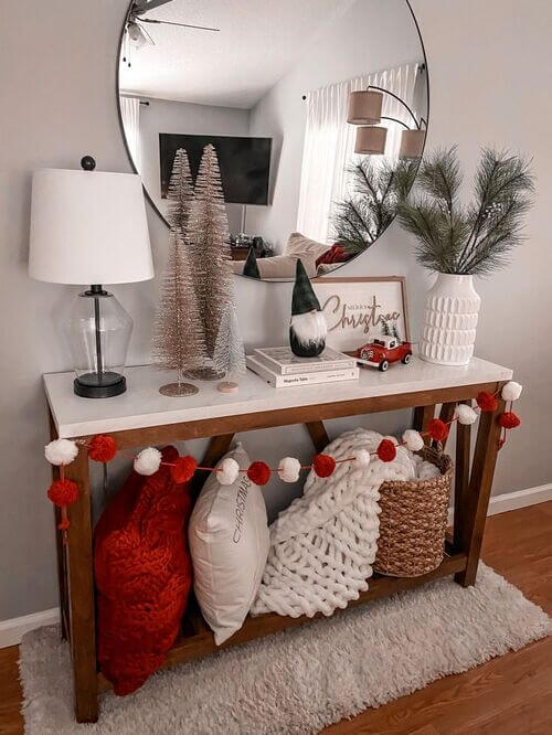 entry table decor for christmas