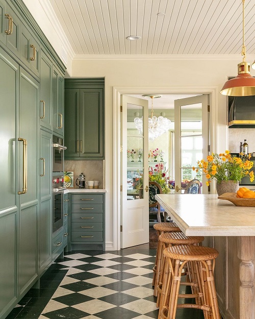 green and gold kitchen ideas