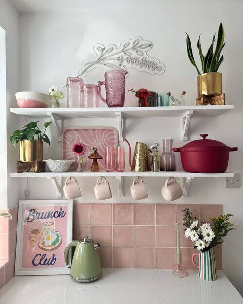 colorful kitchen shelf decor