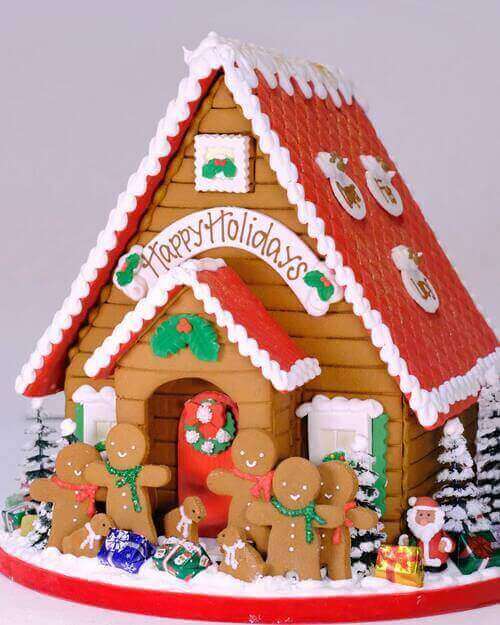 gingerbread house with red roof
