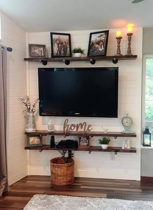 how to decorate around a mounted tv