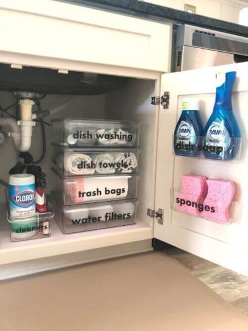 organize under the kitchen sink