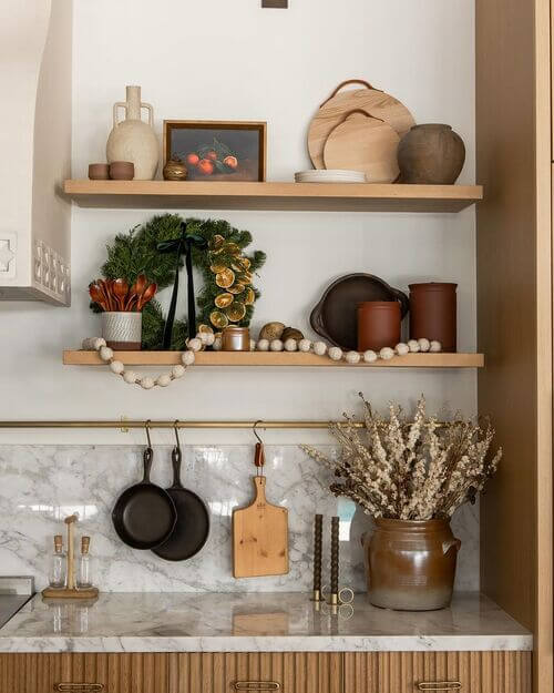 rustic kitchen shelves