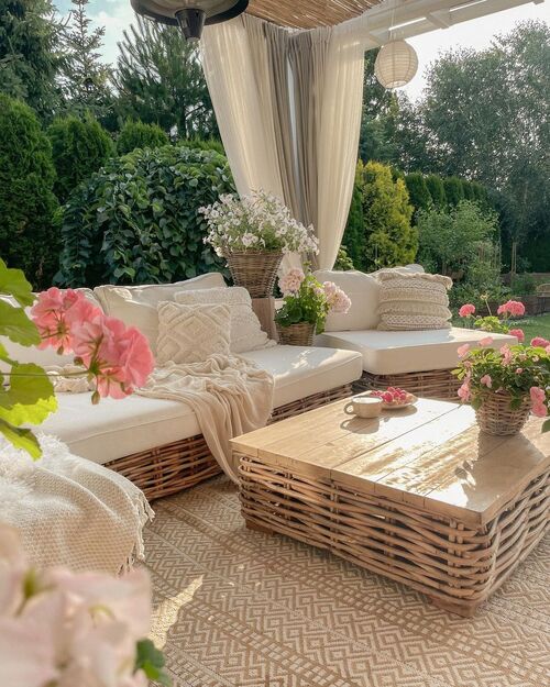 backyard patio with roses