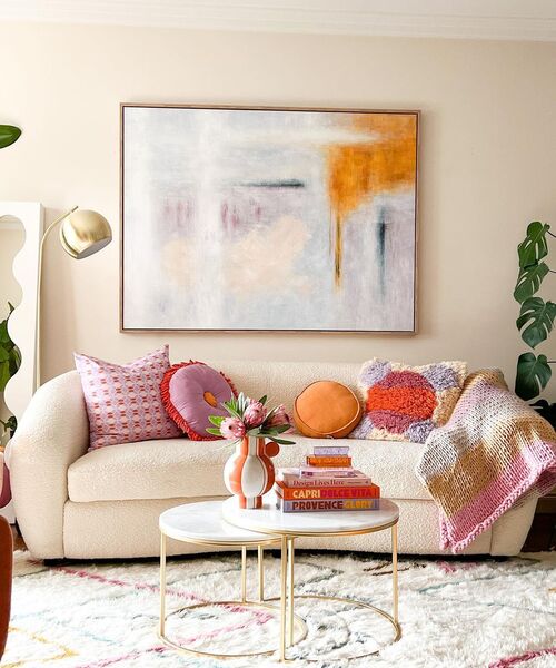 coffee table decor with bright colors