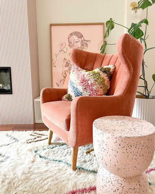 pink end table decor