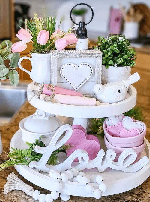 bunny tiered tray easter