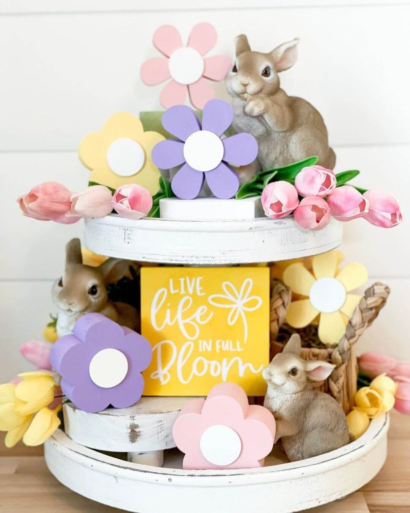 pastel easter centerpiece tiered tray