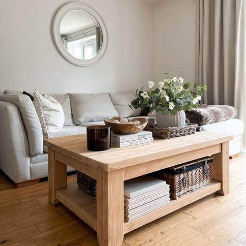 simple coffee table decor with tray