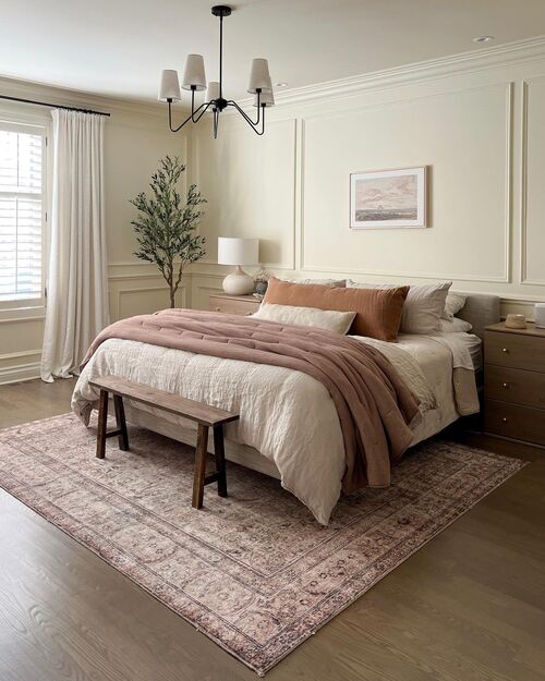 Cozy bedroom with brown tones