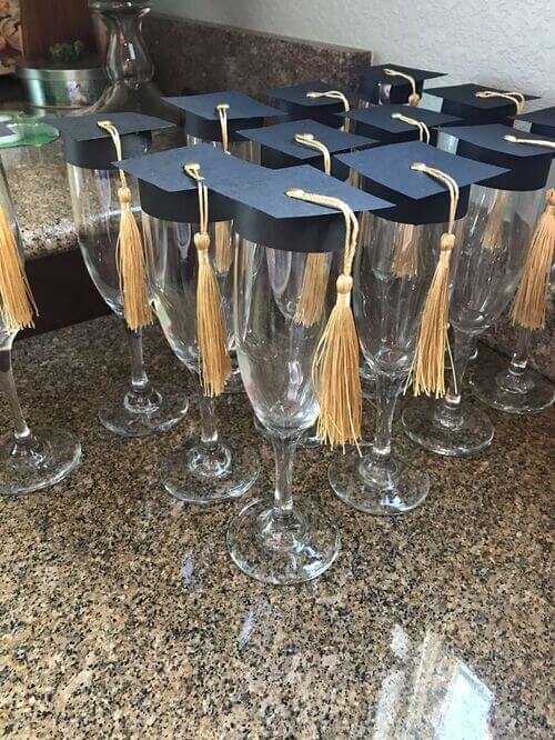 grad party decor champagne glasses