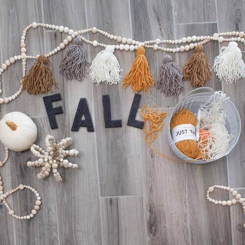 Fall decor idea tassels on a string