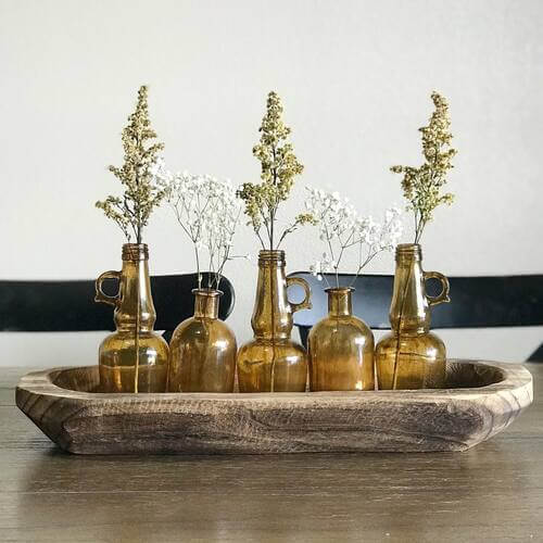 Fall decor idea amber bottles