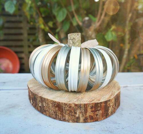 Fall decor idea pumpkin with console jar lids