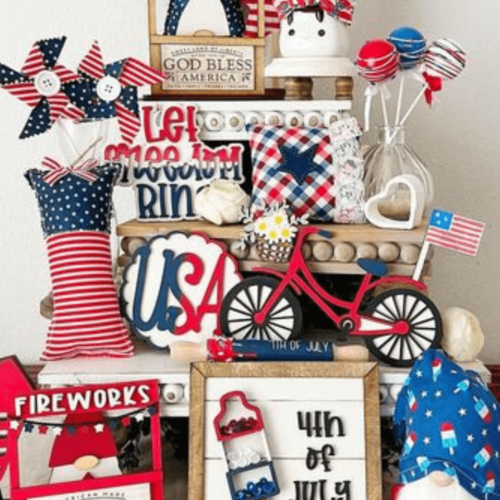 Fourth of July tiered tray decor ideas