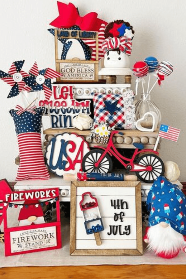 Fourth of July tiered tray decor ideas