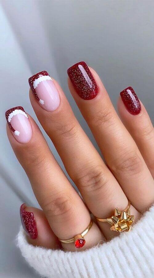 christmas nails santa hat