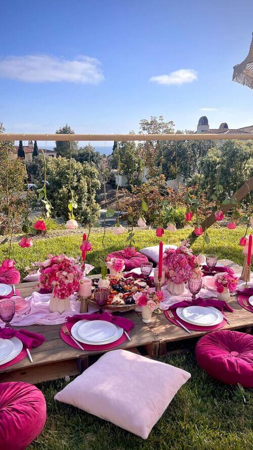 pink themed picnic party