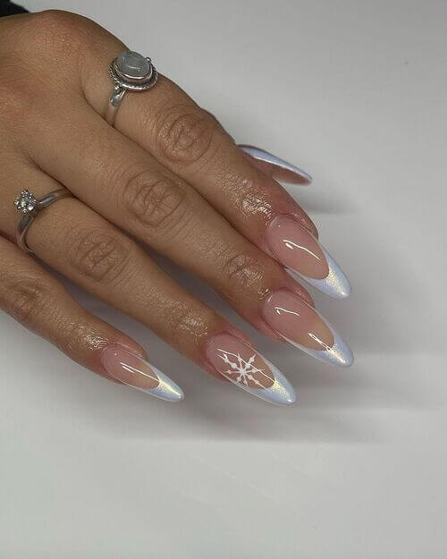 silver french tip nails