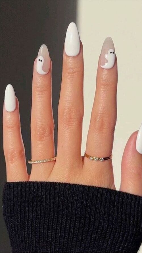 spooky white nails