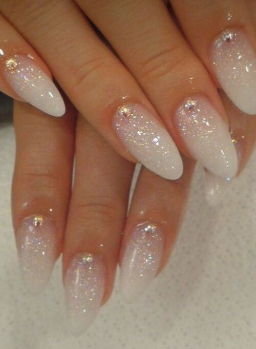 white glitter nails