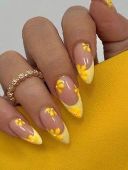 yellow french tip nails