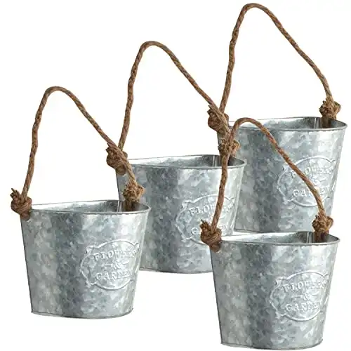 4Pcs Galvanized Metal Hanging Wall Planter, Rustic Wall Flower Vase for Succulents Herbs Country Home Farmhouse Wall Decoration (1)