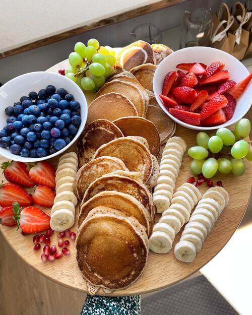 Pancakes and fruit brunch idea