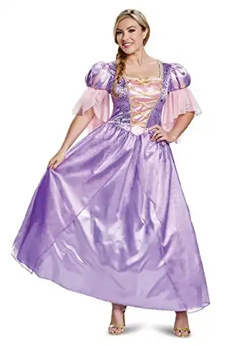 Rapunzel Costume, Official Disney Princess Rapunzel Deluxe Costume Dress, Adult Size Small (4-6)