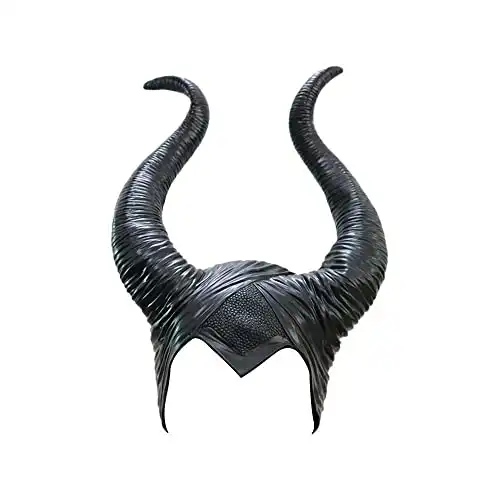 Uranshin Halloween Maleficent Horns Maleficent Costume, Black Long Women Horns Queen Horns Hat, Deluxe Magic Witch Headpiece Headdress for Women Adults