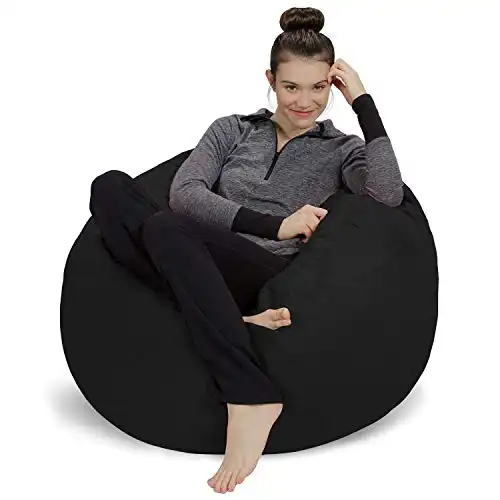 Sofa Sack Bean Bag Chair - Plush, Ultra Soft - Memory Foam Bean Bag Chair with Microsuede Cover - Stuffed Foam Filled Furniture and Accessories for Dorm Room 3 Feet - Black