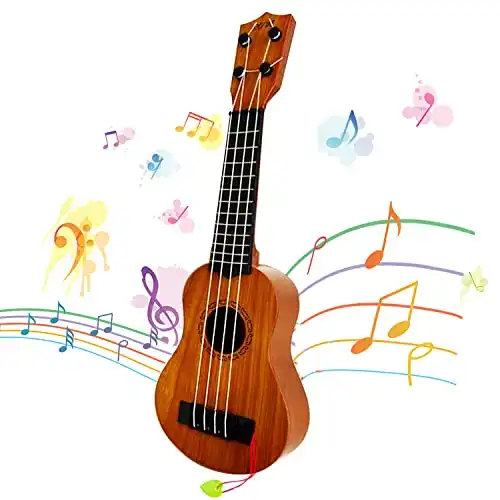 Kids Toy Ukulele Guitar,Classical 17inch 4 String Mini Children Guitar with Pick,Educational Musical Instrument Toy for Toddlers and Preschoolers